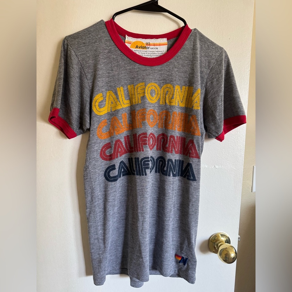 Aviator Nation California Graphic Tee - Gray and Red